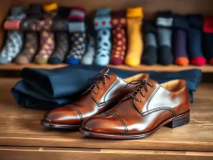 Granatowy garnitur i brązowe buty – jakie skarpetki dobrać?
