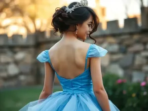 Niebieska sukienka rozkloszowana